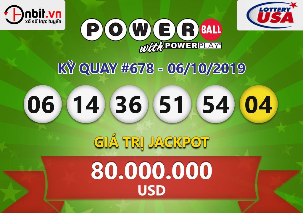 Cập nhật kết quả xổ số U.S PowerBall ngày 06/10/2019