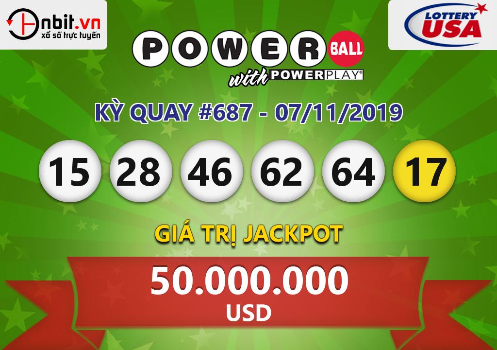 Cập nhật kết quả xổ số U.S PowerBall ngày 07/11/2019