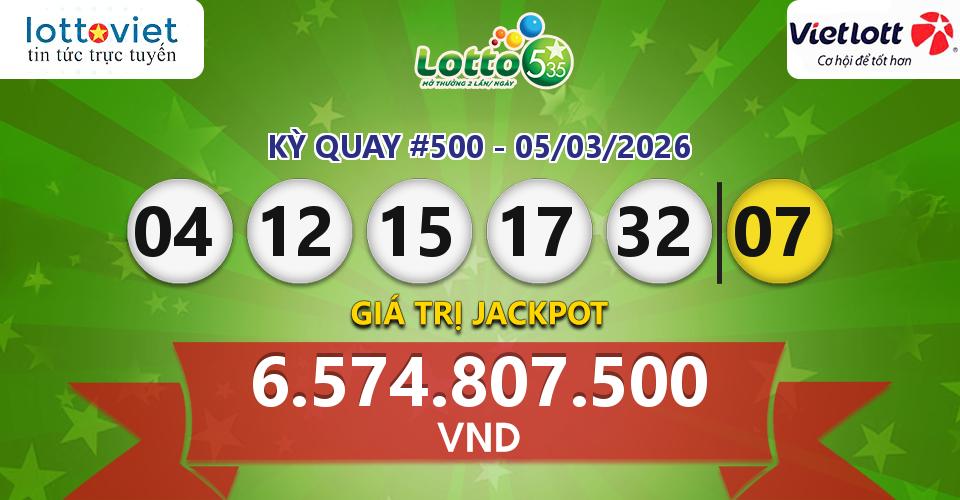 Cập nhật kết quả xổ số Vietlott Lotto 5/35 hôm nay ngày 05/03/2026