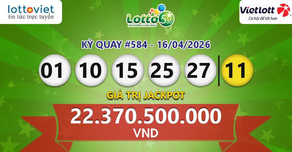 Cập nhật kết quả xổ số Vietlott Lotto 5/35 hôm nay ngày 16/04/2026