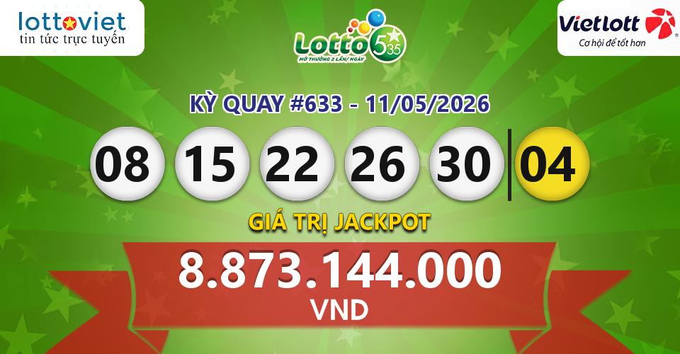 Cập nhật kết quả xổ số Vietlott Lotto 5/35 hôm nay ngày 11/05/2026