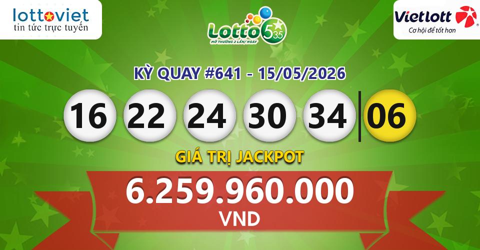 Cập nhật kết quả xổ số Vietlott Lotto 5/35 hôm nay ngày 15/05/2026