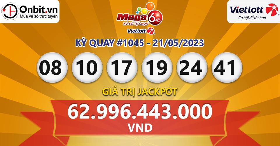 Cập nhật kết quả xổ số Vietlott Mega 6/45 hôm nay ngày 21/05/2023
