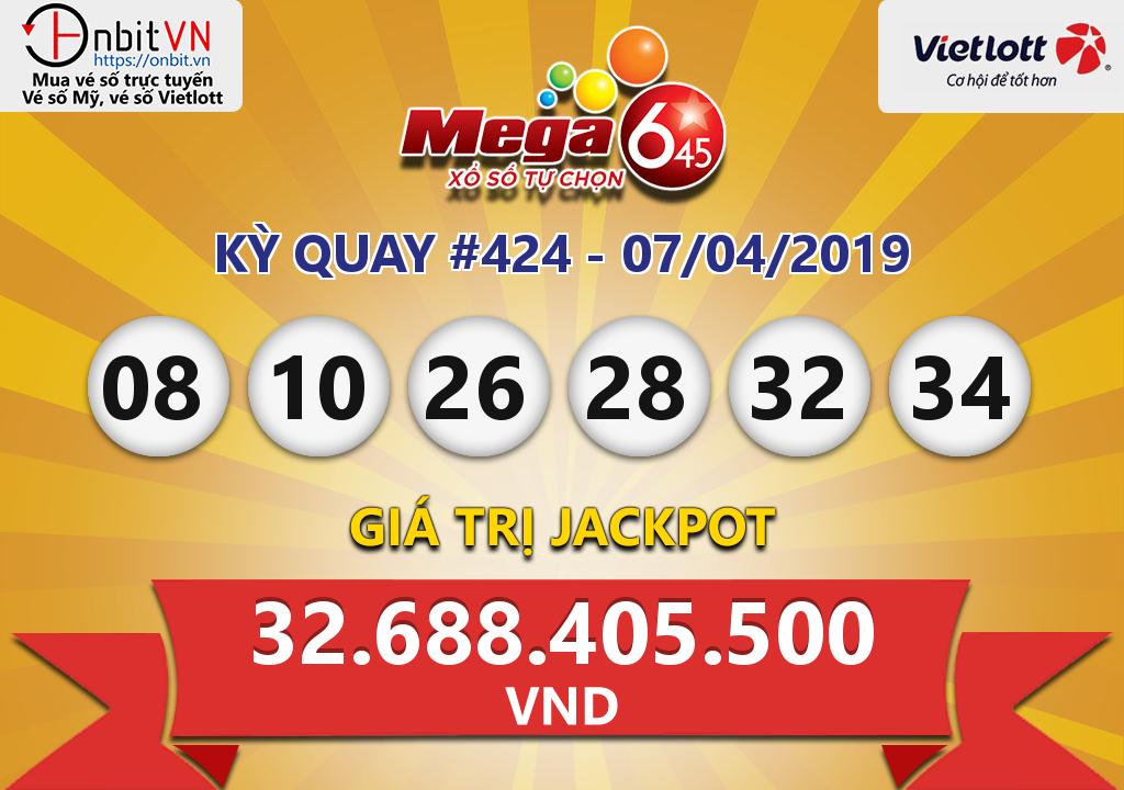 Cập nhật kết quả xổ số Vietlott-Mega6/45 ngày 07/04/2019