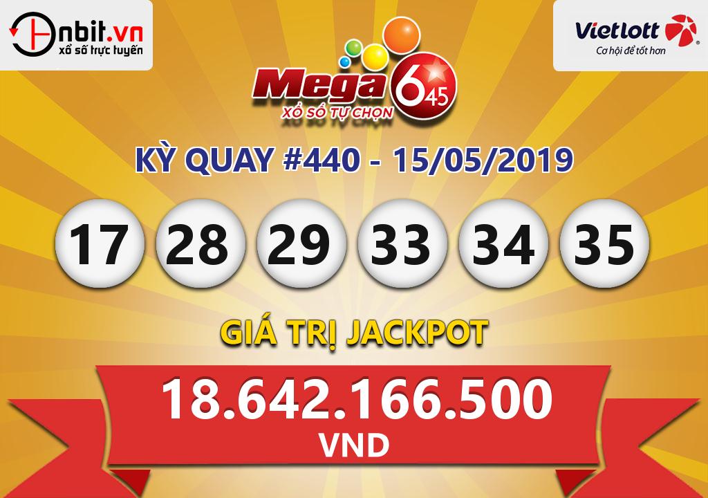 Cập nhật kết quả xổ số Vietlott-Mega6/45 ngày 15/05/2019