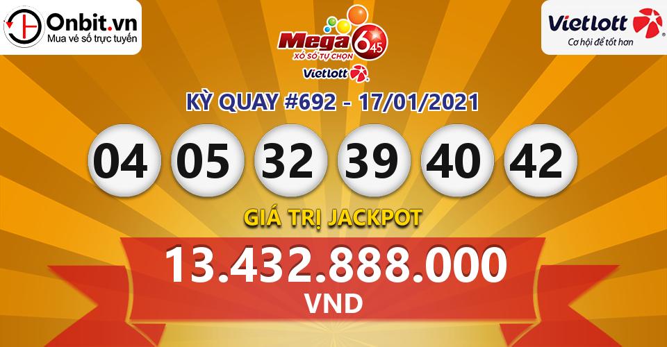 Cập nhật kết quả xổ số Vietlott Mega 6/45 hôm nay ngày 17/01/2021