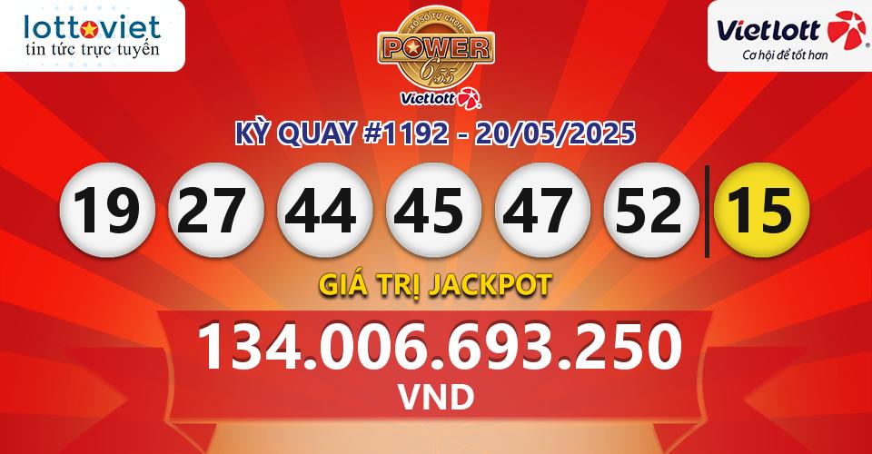 Cập nhật kết quả xổ số Vietlott Power 6/55 hôm nay ngày 20/05/2025