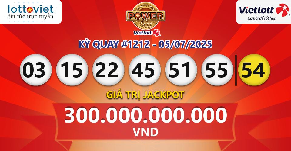 Cập nhật kết quả xổ số Vietlott Power 6/55 hôm nay ngày 05/07/2025