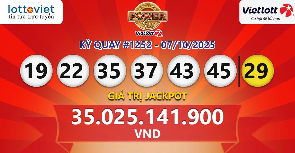 Cập nhật kết quả xổ số Vietlott Power 6/55 hôm nay ngày 07/10/2025