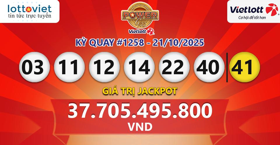 Cập nhật kết quả xổ số Vietlott Power 6/55 hôm nay ngày 21/10/2025