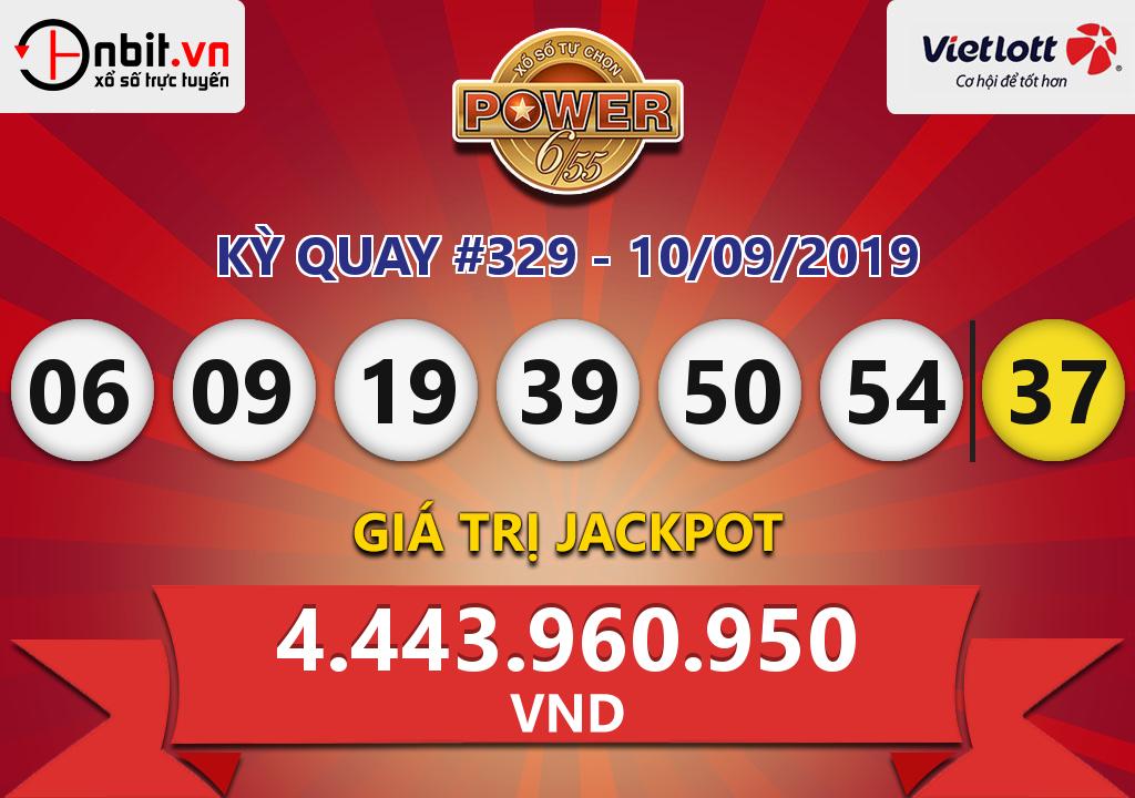 Cập nhật kết quả xổ số Vietlott Power 6/55 ngày 10/09/2019