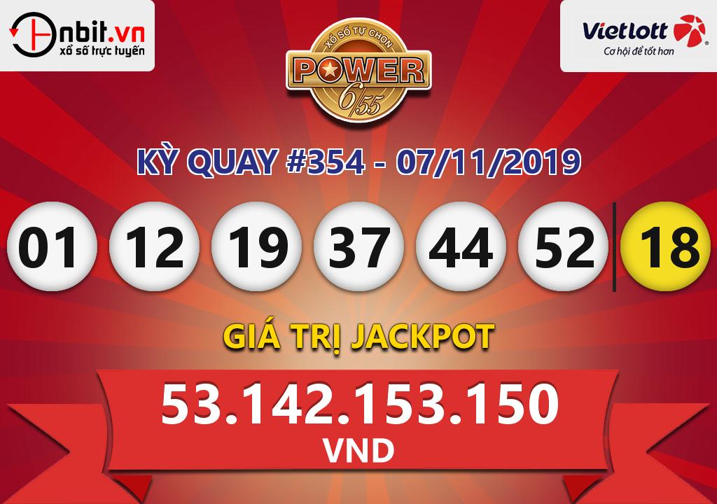 Cập nhật kết quả xổ số Vietlott Power 6/55 ngày 07/11/2019