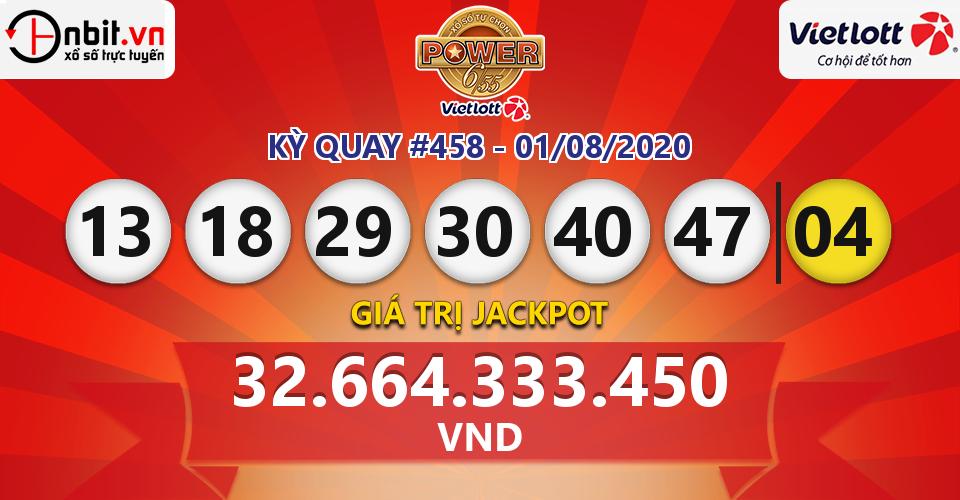 Cập nhật kết quả xổ số Vietlott Power 6/55 hôm nay ngày 01/08/2020