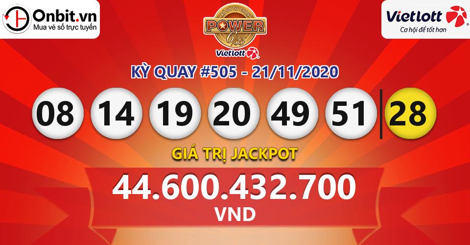 Cập nhật kết quả xổ số Vietlott Power 6/55 hôm nay ngày 21/11/2020