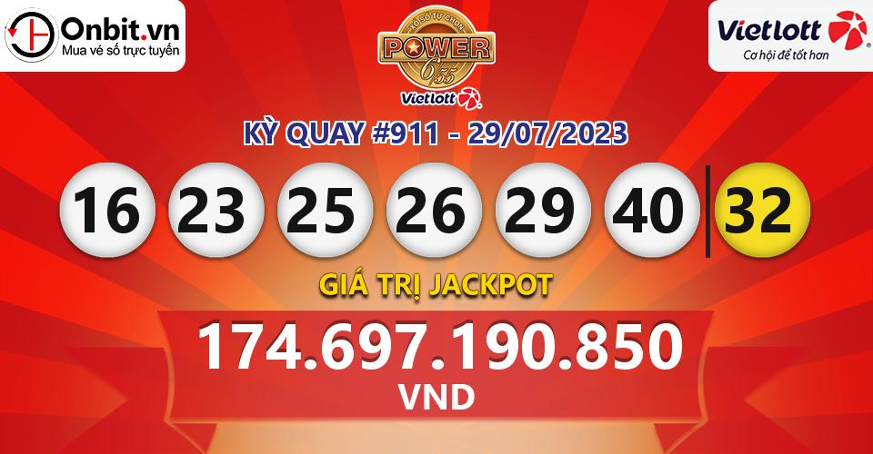 Cập nhật kết quả xổ số Vietlott Power 6/55 hôm nay ngày 29/07/2023